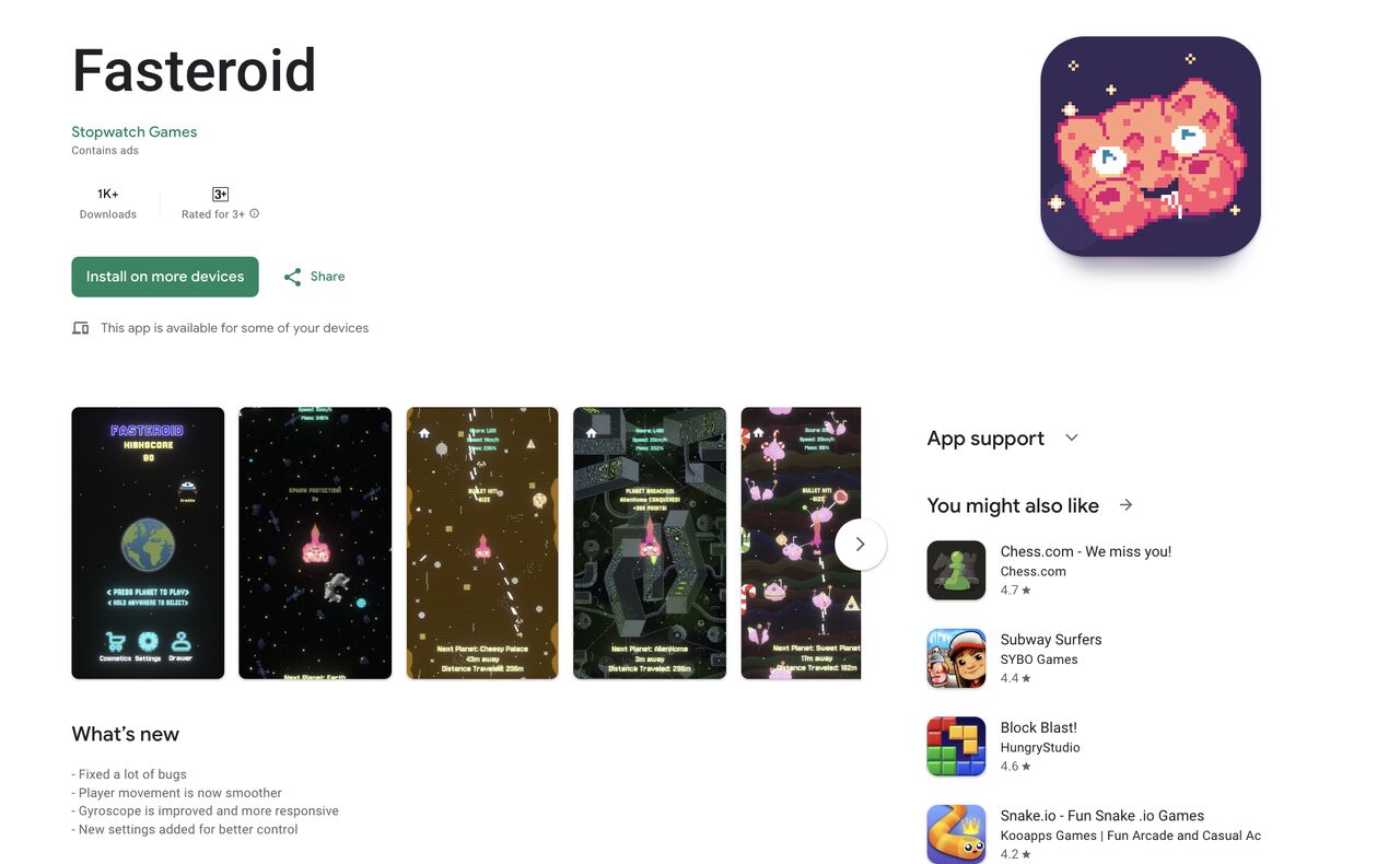 Fasteroid Launched on Google Play — 1K+ Downloads in 24 Hours